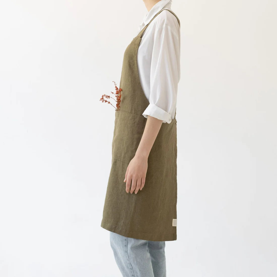 Cross-back Apron - Martini Olive